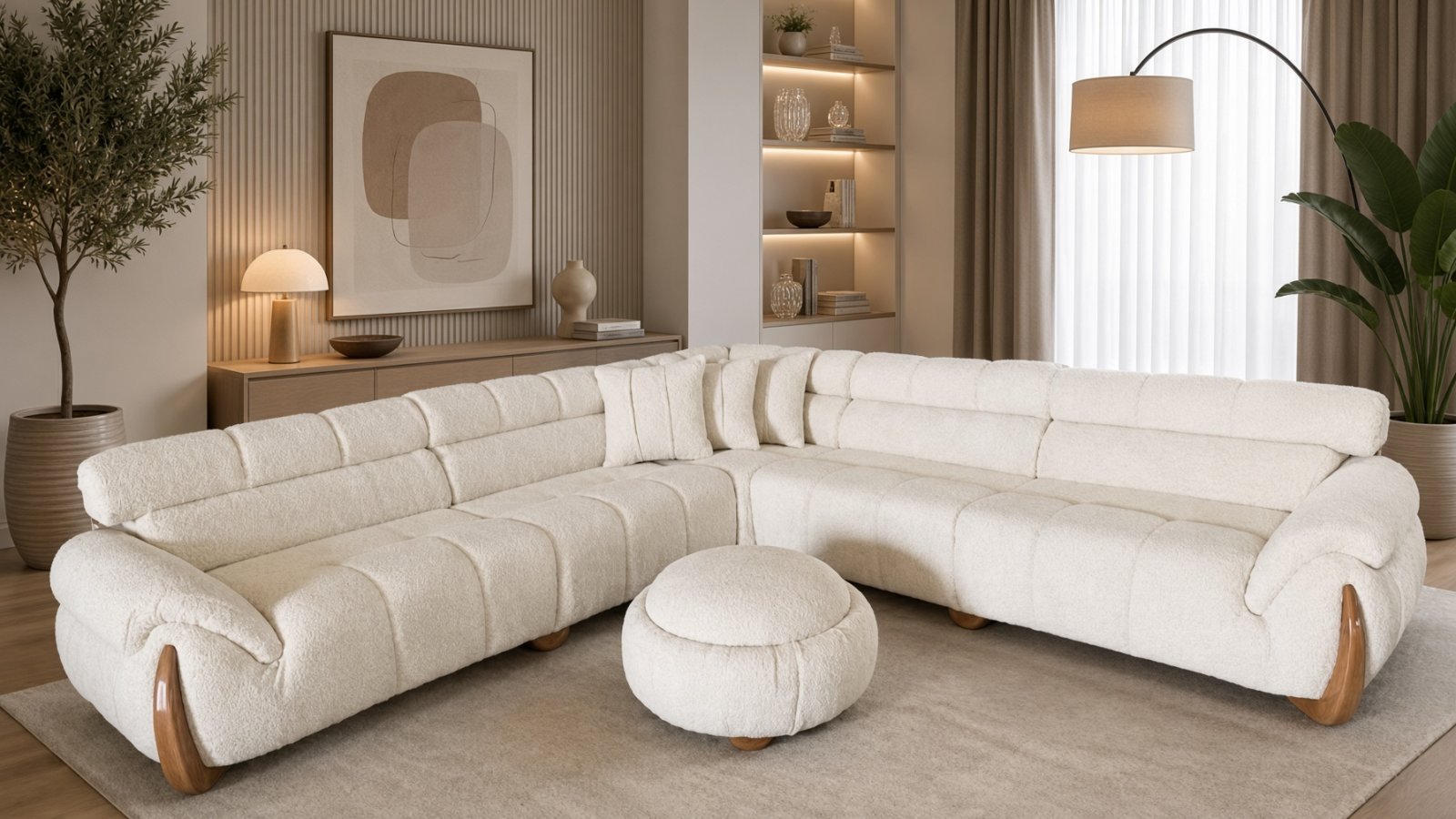 Këndi i Madh Modular në Stilin Boucle – Komoditet Maksimal dhe Dizajn Modern | Mobileri Zhani
